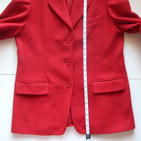 Weekend Max Mara Red Virgin Wool Single-breasted Blazer Short Coat Size 10 - Picture 13 of 14
